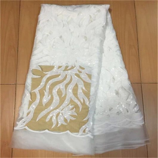White African Tulle Fabrics 5 Yards Satin Print High Quality African Brocade Lace Nigerian Brocade 2023 For Sewing Women Dress