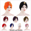 Newest Muslim Net Hijab Hat Turban Caps Handmade Head Wear Fashion African Auto Gele Dubai Net Headscarf 12 Pcs Wholesale