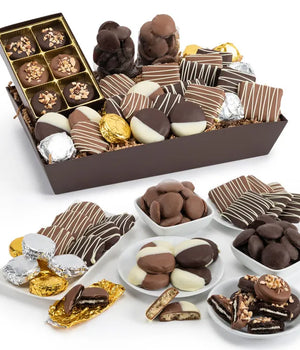 Chocolate Covered Cookie Basket - ROSE GARDEN - Chocolate Chip Cookies Gift Basket