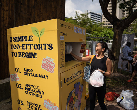 Textile Recycling Bin to donate old clothes in City Sprouts