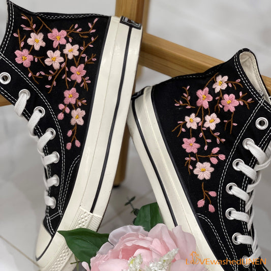 Embroidered Converse/ Custom Converse Chuck Taylor Embroidered Cherry –  lovewashedlinen