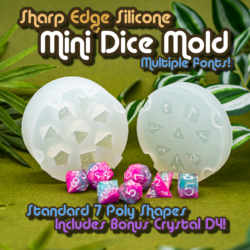 7 or 9 Piece Dice Silicone Mold Set Optional Blanks, 3 Different D4 Shapes  
