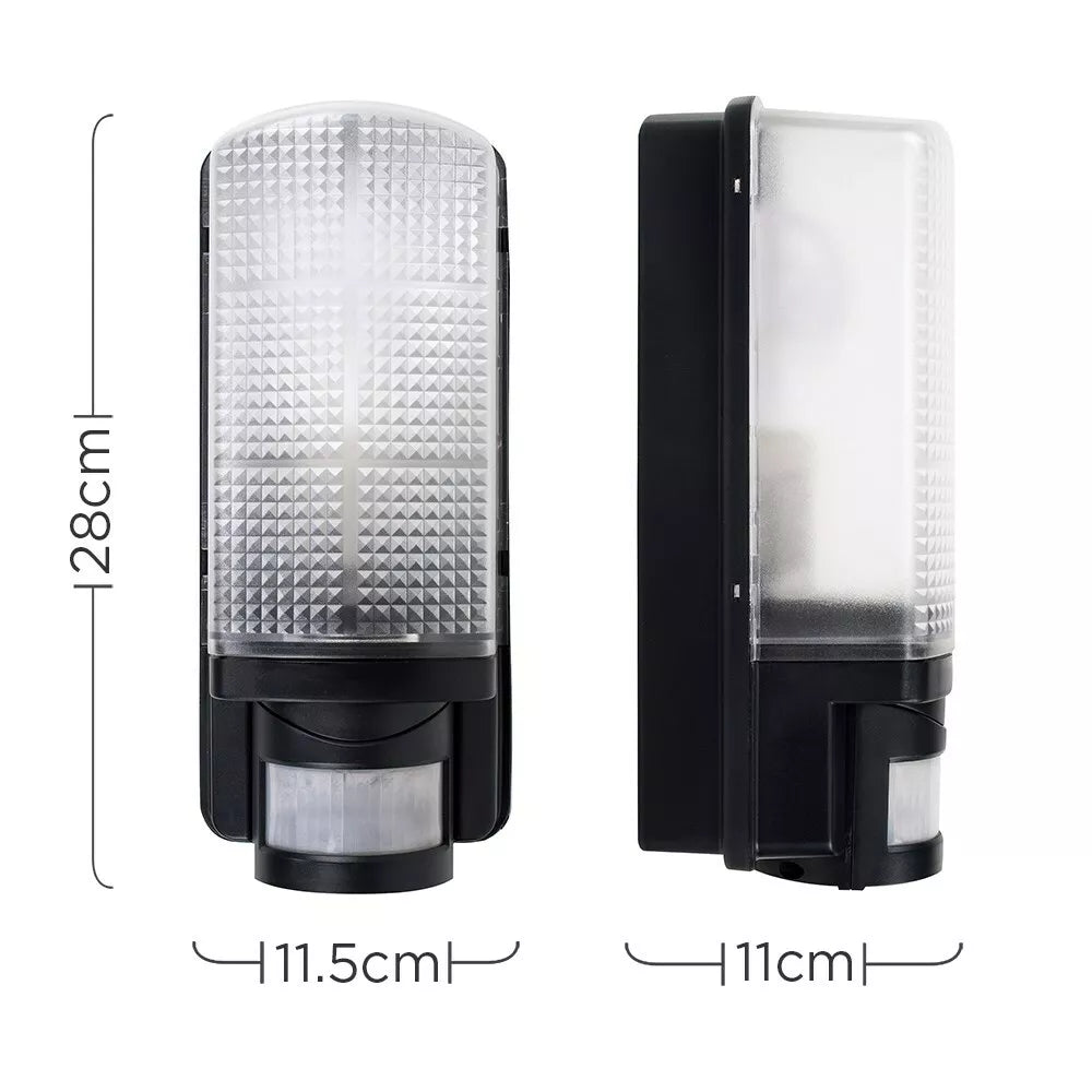 Black Outdoor PIR Motion Sensor Bulkhead Security Light