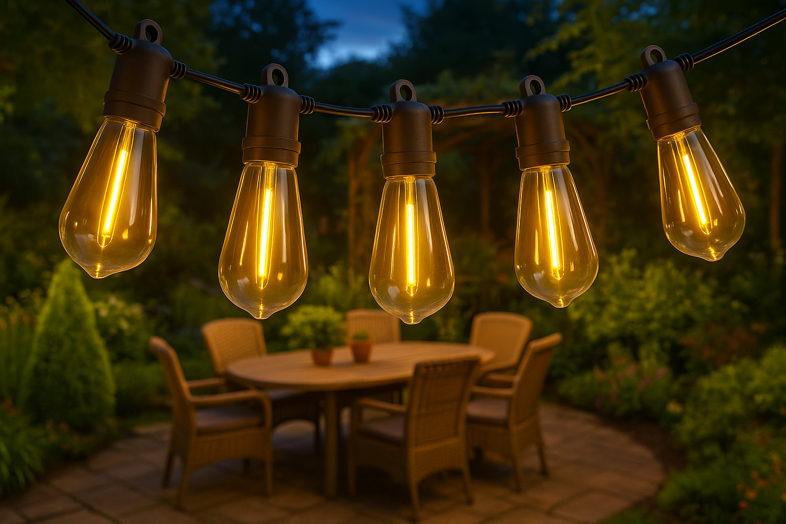 48ft Plug in Outdoor Garden Lights With 20 Bulbs