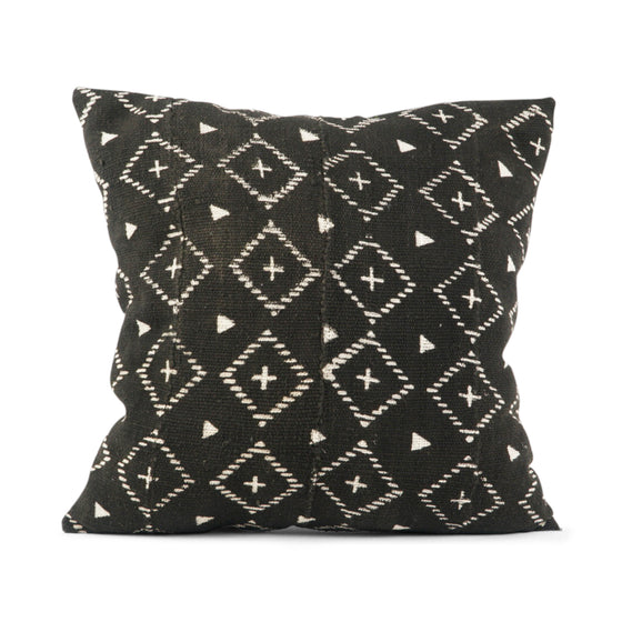 Mud cloth black and white with diamond shapes and cross
