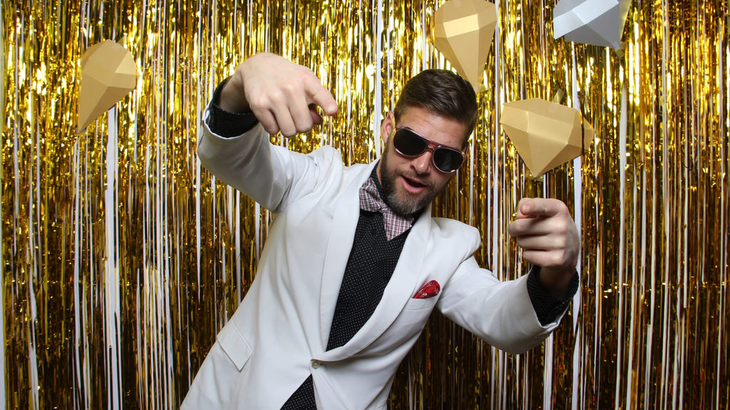 Gold Photo Booth Theme with Glasses and Props