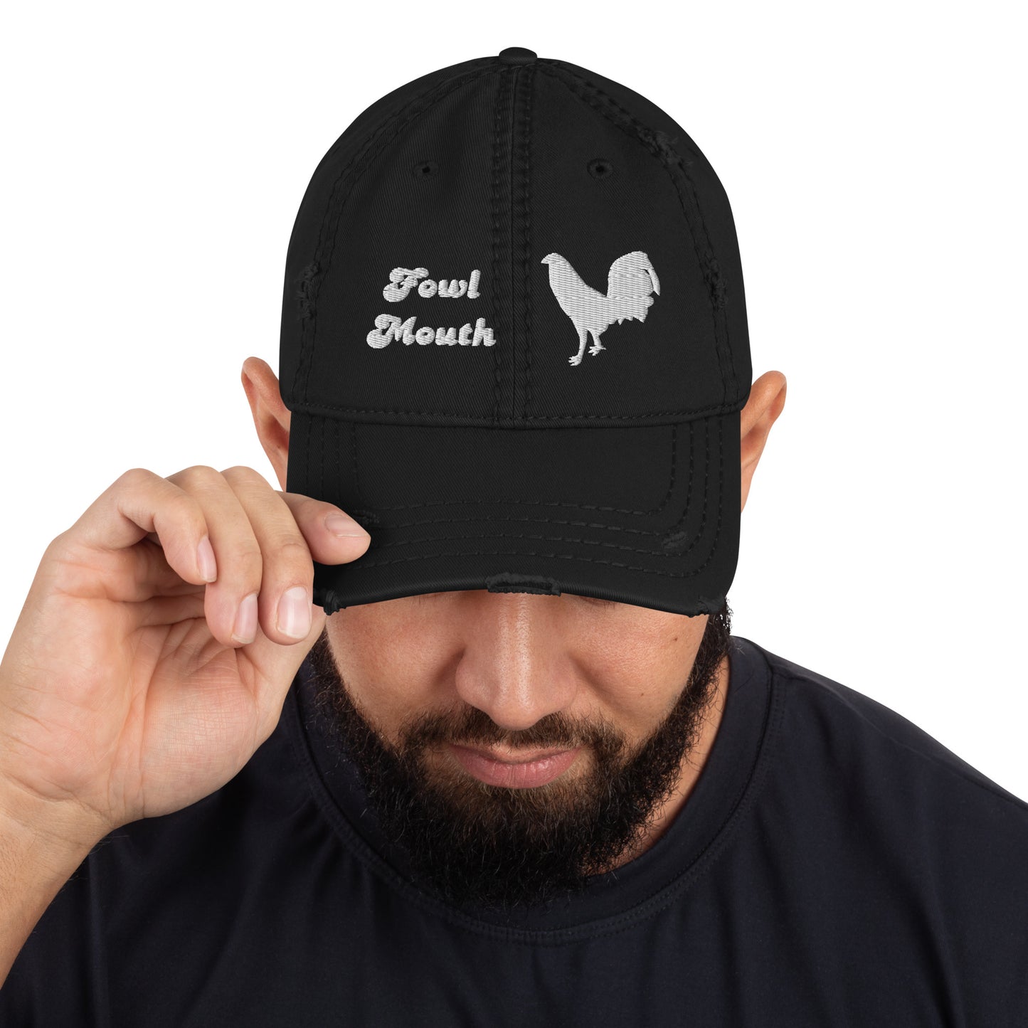 Fowl Mouth Collection Gamefowl Rooster Distressed Dad Hat