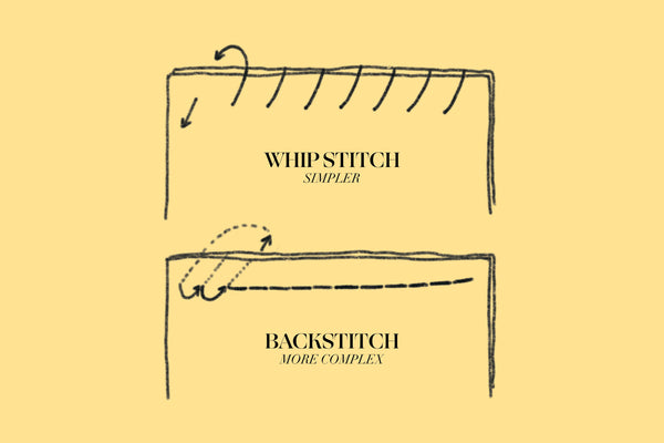 whip stitch and back stitch