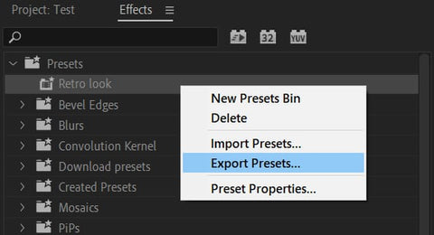 Export preset