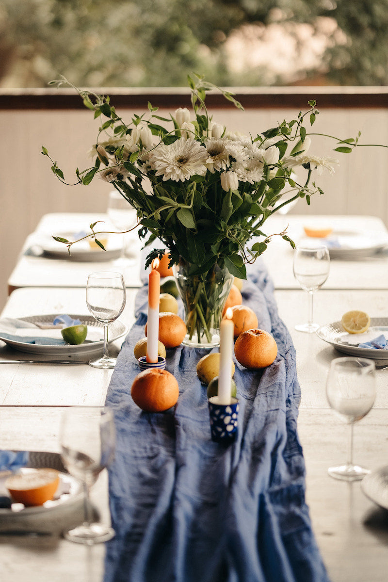 Orange and Blue Coastal Wedding Table Decor