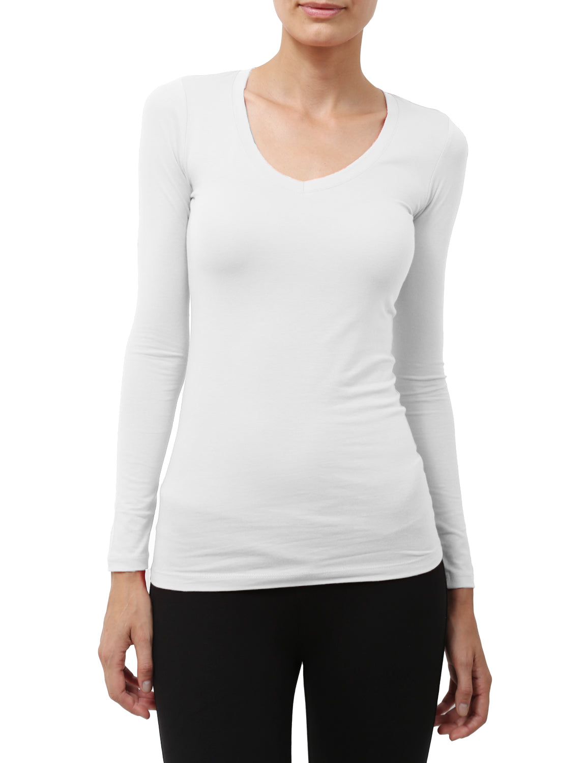 LIGHT WEIGHT BASIC LONG SLEEVE V-NECK SHIRTS - NE PEOPLE