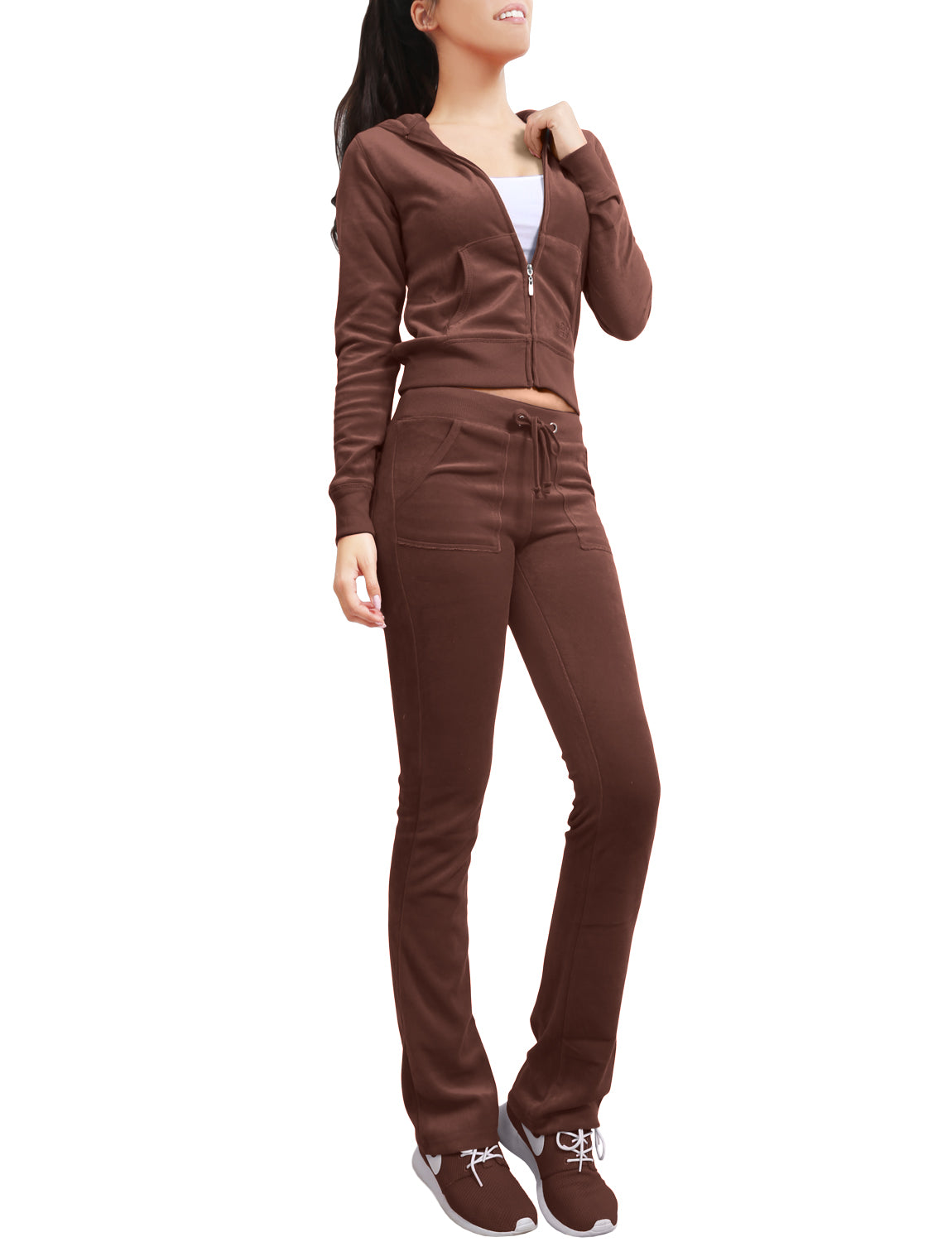 brown velour sweatsuit