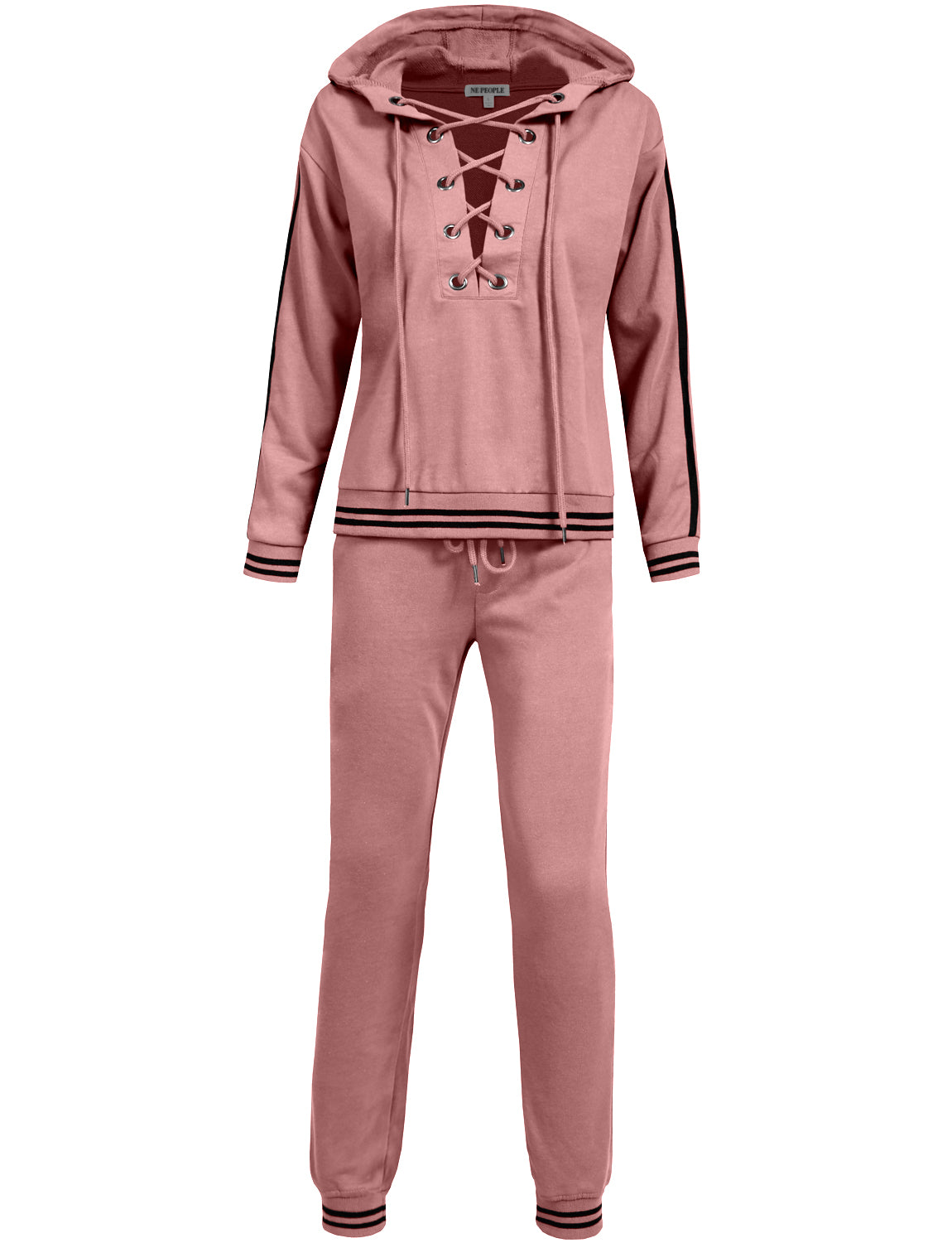 CASUAL BASIC ZIP-UP HOODIE TERRY SWEATSUIT TRACKSUIT SET - NE PEOPLE