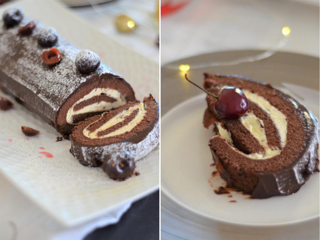 Gluten Free Yule Log with Whisky Cherries