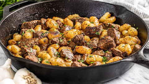 Steak Mushroom Gnocchi Skillet Dinner Recipe