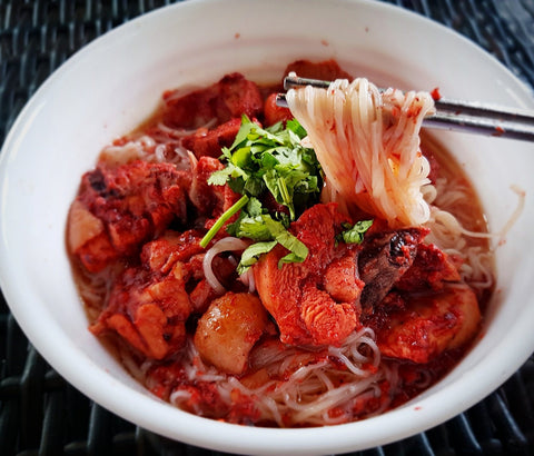 Red Rice Wine Chicken Soup with Mee Sua