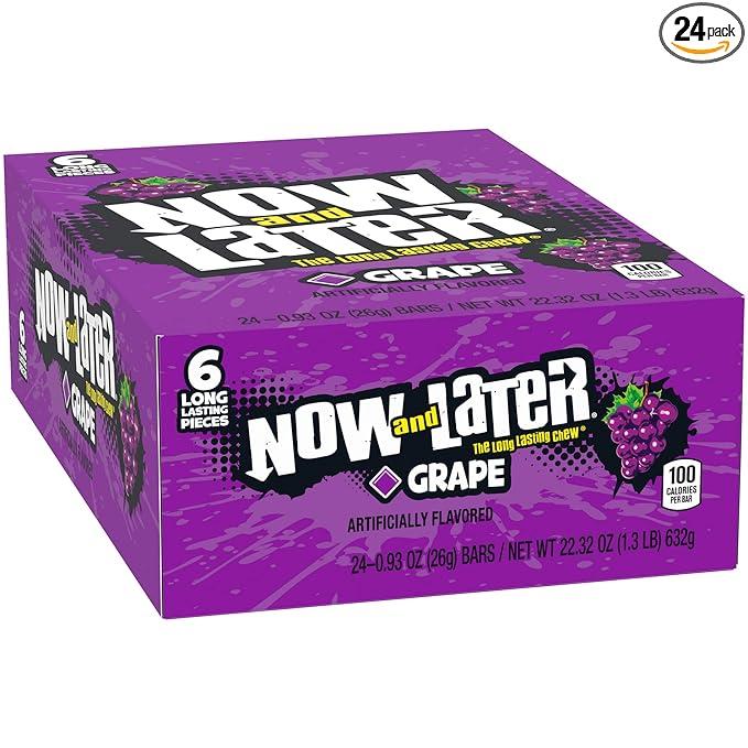 Now & Later Original Taffy Chews , Grape, 24 count