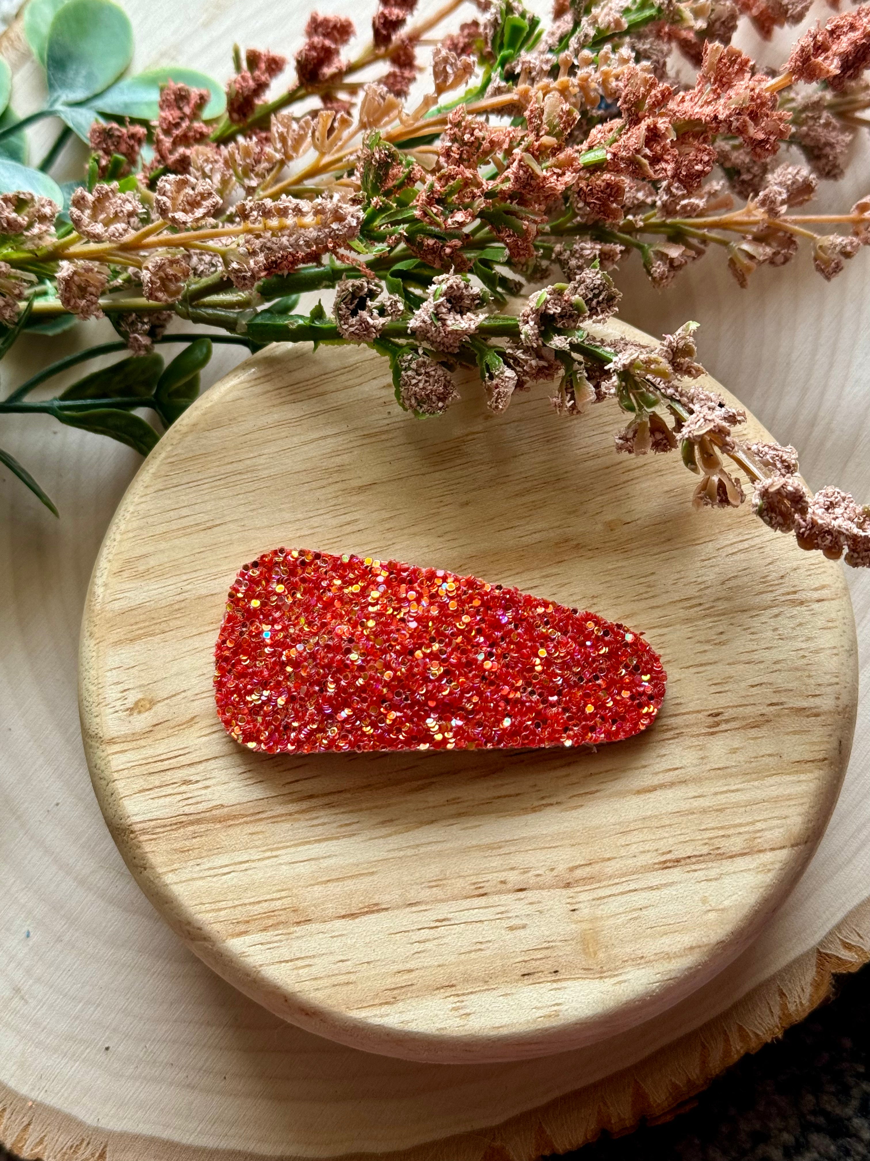  Single Orange Glitter Clip