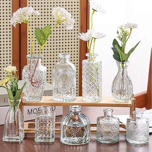 DN DECONATION Clear Bud Vase Set of 8, Small Glass Vases, Single Flower  Vase for Centerpieces, Wedding Decor, Housewarming Gift, Skinny Vases for