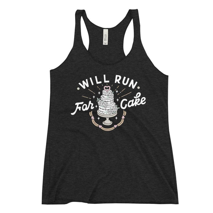 Will Run for Cake - Women's Racerback Tank - Bride Workout Tanktop - THIN LAYER TANK by Oaklynn Lane