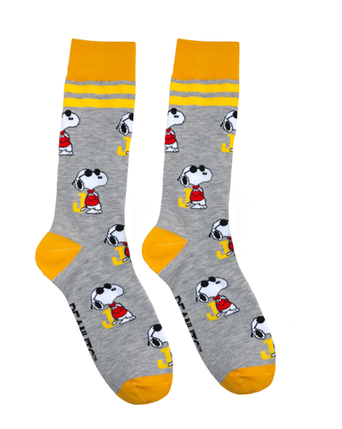 The Charlie Browns - A Yellow Sock with Navy Pin Dots