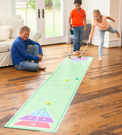 Hearthsong Indoor Golf Pool Game, 78L x 57W, Includes 2 Clubs, 16 Balls,  6 Holes, Ages 3 and Up