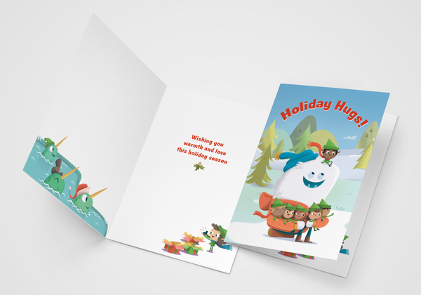 Holiday Hugs! Yeti + Elves holiday card