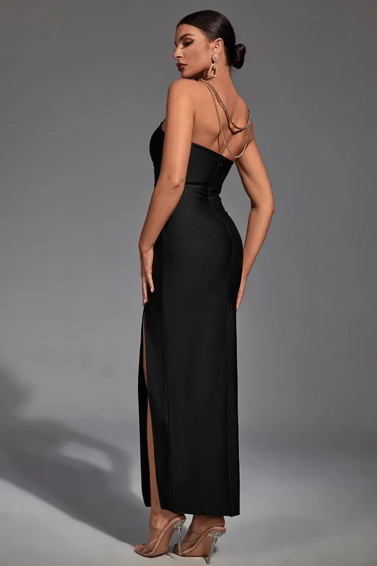 Melody Black High Slit Bandage Maxi Dress