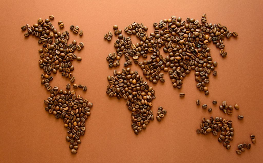 Coffee bean world map