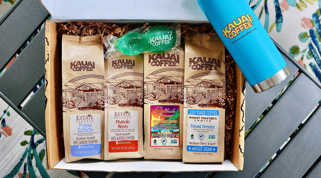 100% Kauai Coffee whole bean coffee delivers directly to your door