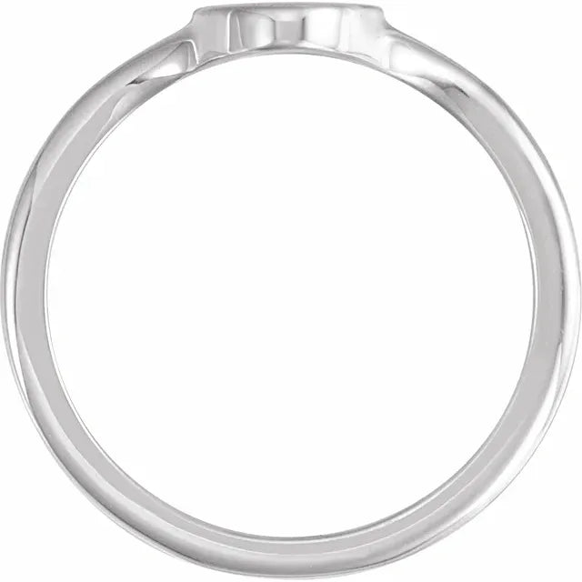 14K White Gold 11x9.5 mm Ladies Oval Signet Ring – Luvona