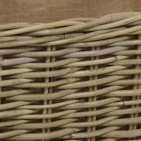 Kubu Rattan Rectangular Log Basket with Wheels