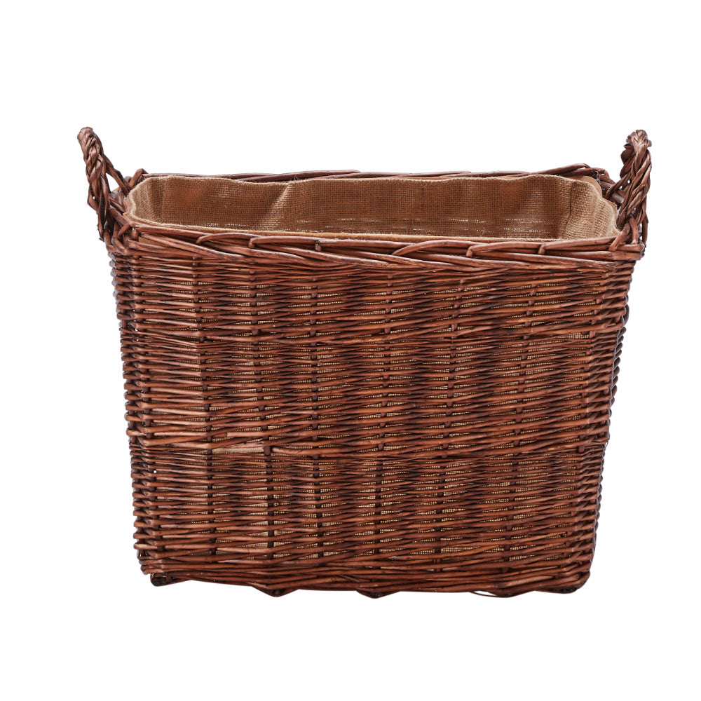 Wovenhill Wicker Bronze Rectangular Log Basket with Hoop Handles