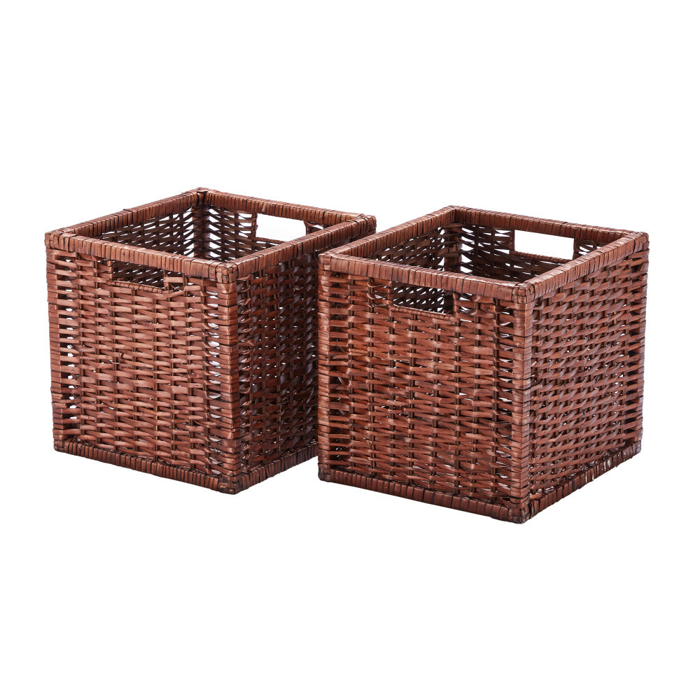 Wovenhill Set of 2 Square Willow Baskets - Bronzed Brown or Grey