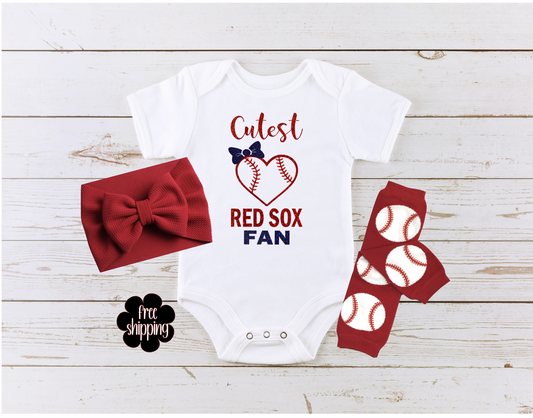 Red Sox baby 3 pc outfit Boston baseball baby gift Red sox baby gift