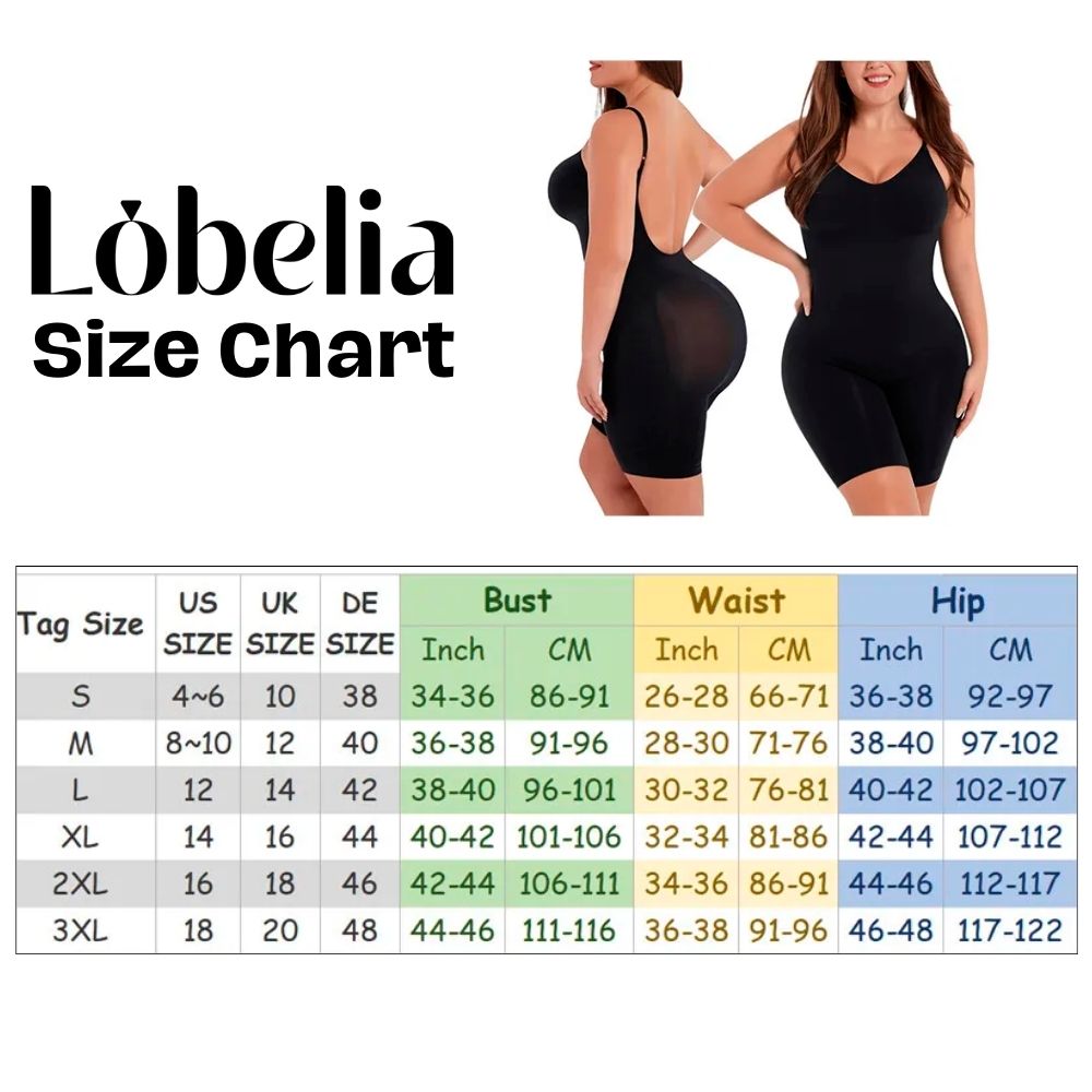 Backless Bodysuit Shapewear Size Chart