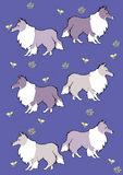 Shetland Sheepdog (sheltie) in purple very peri repeat surface pattern design 