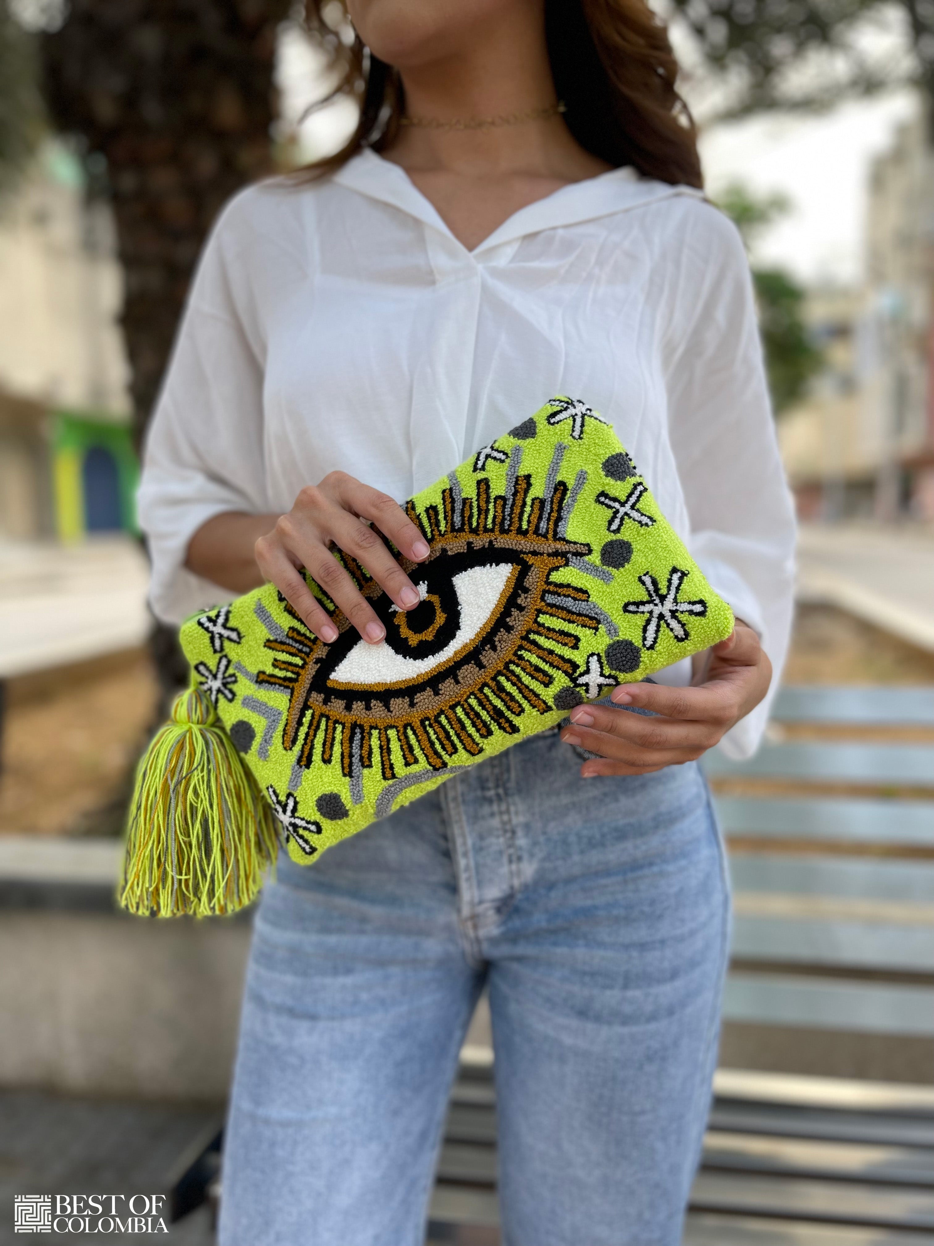 Mint Evil Eye Clutch + Removable Strap - Best of Colombia product image