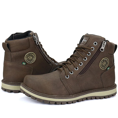 Bota Casual Masculina CR Em Sinteco Com Zíper Lateral