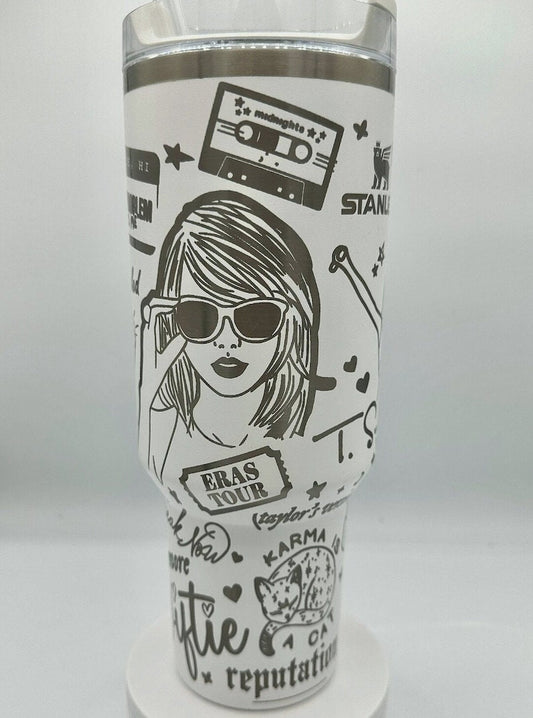 Laser Engraved Taylor Swift Tumbler With Handle, Stanley, Eras Tour