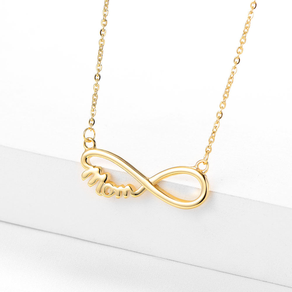 Mom Infinity Necklace Yellow Gold