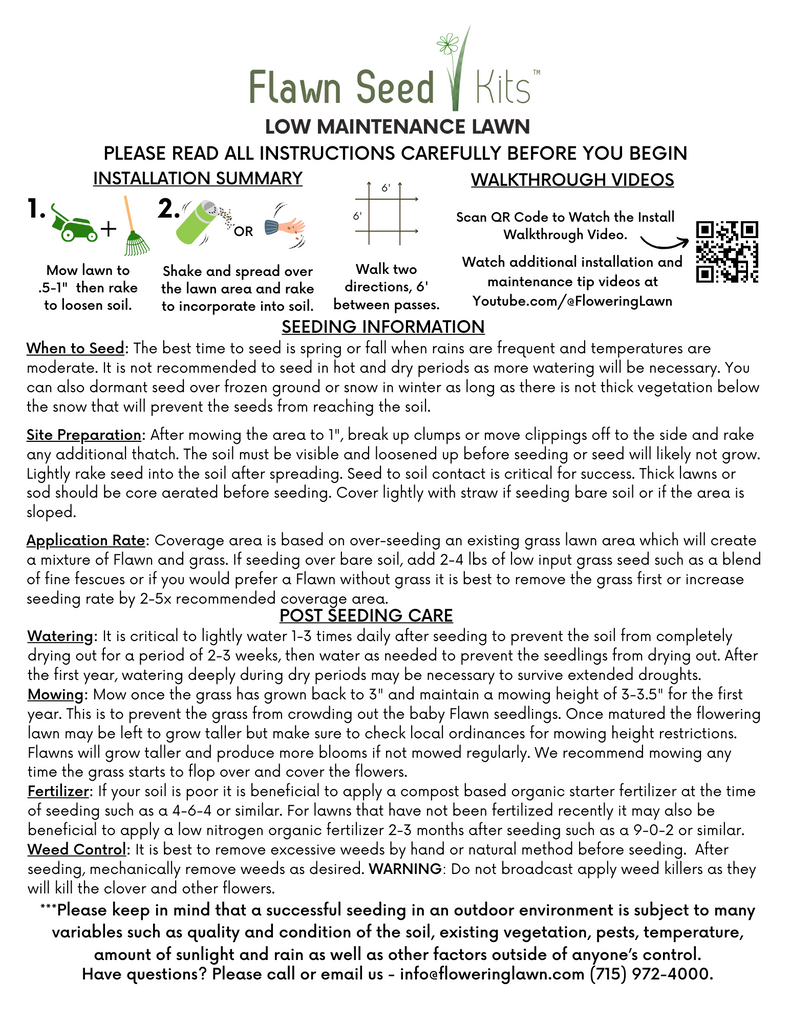 Flawn Seed Kits Detailed Seeding Instructions