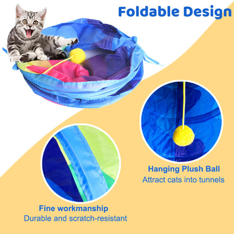 Aiitle Foldable Rainbow Cat Tunnel Toy