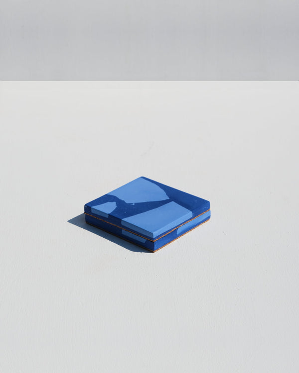 Set Of 2 Square Coasters - Blue Terrazzo