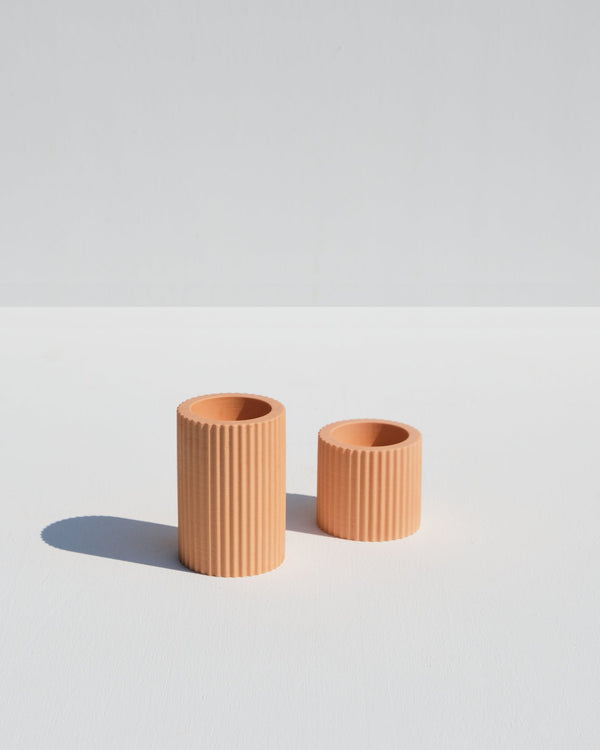 Ribbed Candle Holders - Apricot