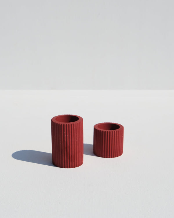 Ribbed Candle Holders - Berry