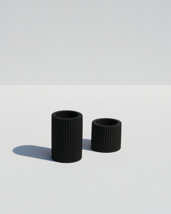 Ribbed Candle Holders - Black