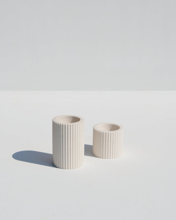 Ribbed Candle Holders - Nude