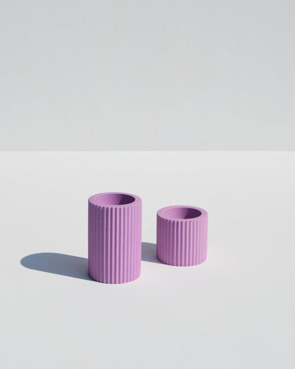 Ribbed Candle Holders - Purple