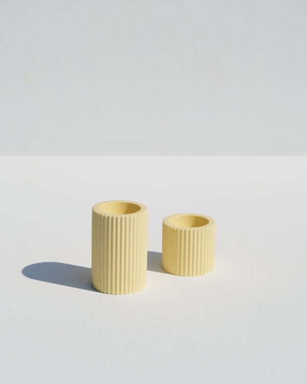 Ribbed Candle Holders - Yellow